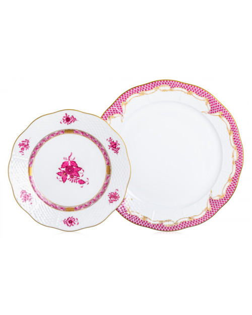 Набор тарелок Herend Виктория розовая на 1 персону 2 предмета